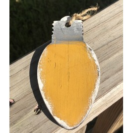 Primitive Yellow Light Bulb Christmas Ornament