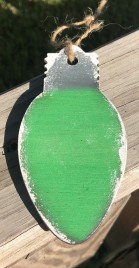 Primitive Green Light Bulb Christmas Ornament 