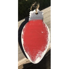 Primitive Red Light Bulb Christmas Ornament 