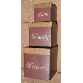 01-2906 Faith Family Friends set of 3 paper mache nesting boxes 