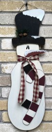 Snowman with Top Hat, Candy Cane and Scarf 