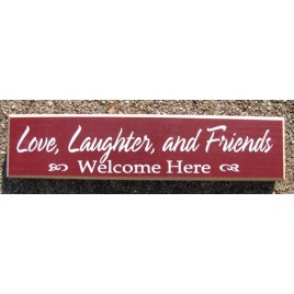 10150ML Love Laughter and Friends Welcome Here wood block 10150ML Love Laughter and Friends Welcome Here wood block