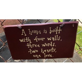 1025CP-A Home is Built with four walls wood sign 