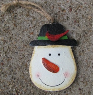 107031SC-Snowman metal with cardinal top hat 107031SC-Snowman metal with cardinal top hat
