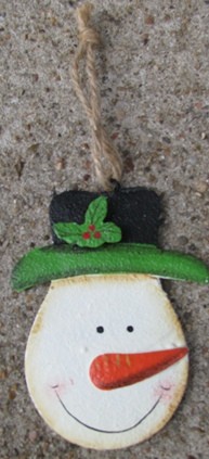 107031SH - Snowman w/Holly Top Hat Metal Ornament 107031SH - Snowman w/Holly Top Hat Metal Ornament