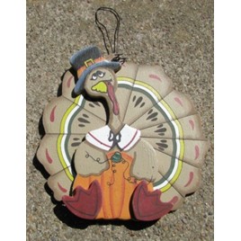 Wood Turkey Fall Decor 1082 - Turkey Wood Brown Orange Sign