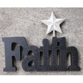  10979C - Faith wood Cutout with white metal star
