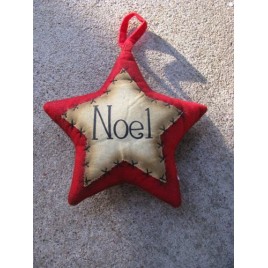 Primitive Decor 1146089RN - Red Noel Star Ornament Primitive Decor 1146089RN - Red Noel Star Ornament