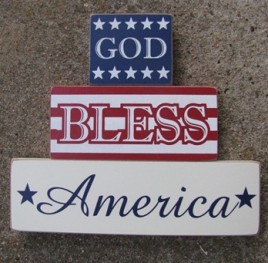 11539E - God Bless America set of 3 blocks
