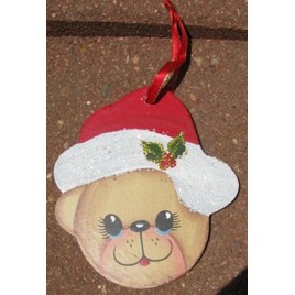  Wood Christmas Ornament 1160 - Bear with Hat
