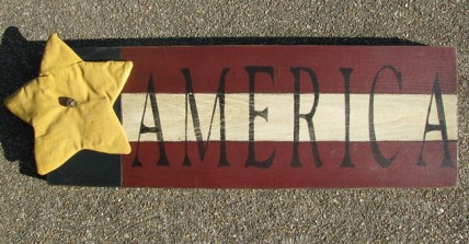 116PFA - Patriotic Flag Wood Sign