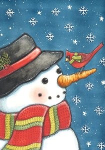  119279-Cardinal Snowman Garden Flag 