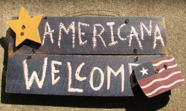 123 - Americana Welcome Wood Sign 