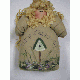 123BG- Angel Stuffed Cloth Bag Birdhouse Green 