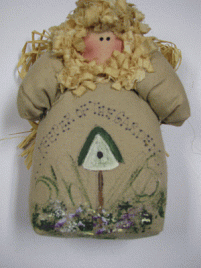 123BG- Angel Stuffed Cloth Bag Birdhouse Green 