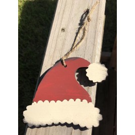 Wood Santa Hat Handmade Christmas Ornament 