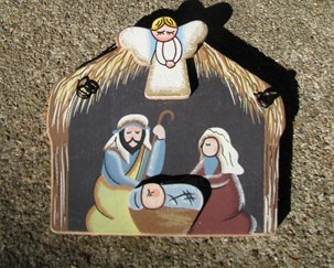 1275 - Manger Scene Wood Ornament