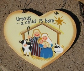 1331 - Unto us a Child is Born Wood Christmas Ornament 1331 - Unto us a Child is Born Wood Christmas Ornament