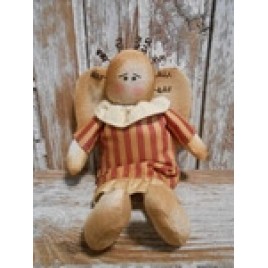 1355 Cloth Christmas Angel wire hair red ticking dress 