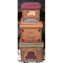 13642 - Live Simply Primitive Nesting Box Set of 3 Boxes Paper Mache'