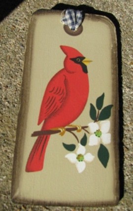 1451 - Red Cardinal Wood Tag 1451 - Red Cardinal Wood Tag