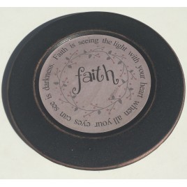 33082F Wood Plate Faith - Faith is seeing the light with your heart when all your heart