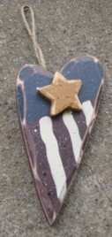 1681H-Patriotic wood Heart 