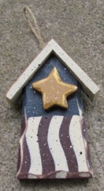 1681B-Patriotic Bird House Wood 