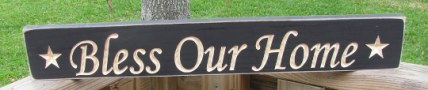 Primitive Wood Engraved Sign 1698 Bless Our Home Primitive Wood Engraved Sign 1698 Bless Our Home
