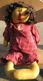 17034RC - Primitvie Red Plaid Dress Rag Doll