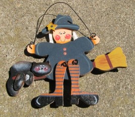 Primitive Fall Decor 195 - Witch on Broom