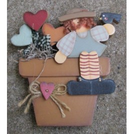 2006GFP - wood Girl Flower Pot 2006GFP - wood Girl Flower Pot