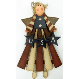 20144PA  Patriotic  Angel USA wood and metal 