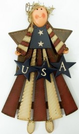 20144PA  Patriotic  Angel USA wood and metal 