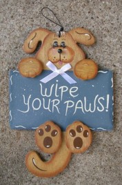 Wood Dog Sign 2033 Wipe Your Paws Dog Hand Painted