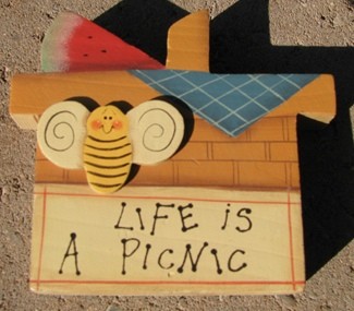 2110LP- Life is a Picnic wood block 2110LP- Life is a Picnic wood block