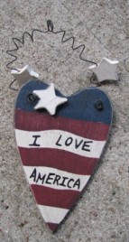 21685- I Love America patriotic wood heart