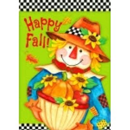 Happy Fall 2244 Checkered Scarecrow Garden Flag Happy Fall 2244 Checkered Scarecrow Garden Flag