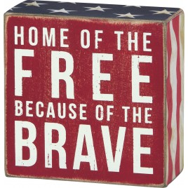 Primitive Patritoic Wood Box Sign - 23148 Home Of The Free becuase of the Brave Primitive Patritoic Wood Box Sign - 23148 Home Of The Free becuase of the Brave