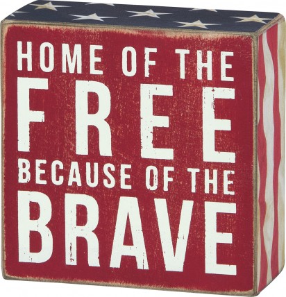 Primitive Patritoic Wood Box Sign - 23148 Home Of The Free becuase of the Brave Primitive Patritoic Wood Box Sign - 23148 Home Of The Free becuase of the Brave