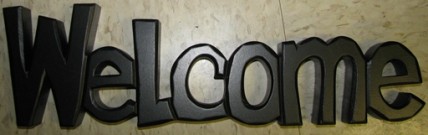 2403W - Welcome Black Wood Block 