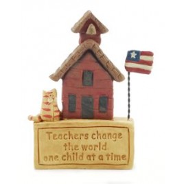 27410-Teachers Change the World one child at a time resin school house 