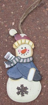 Wood Snowman Ornament 2813BV-Snowman Blue Vest Wood Snowman Ornament 2813BV-Snowman Blue Vest