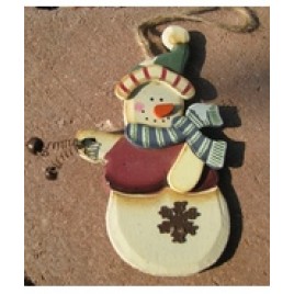  Wood Snowman Ornament 2813RV - Snowman Red Vest Snowman
