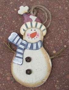 Wood Snowman Ornament 2813WG - White Green Scarf Snowman Wood Snowman Ornament 2813WG - White Green Scarf Snowman