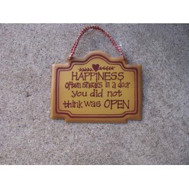 28265H-Happiness often sneaks in a door you did not think was open metal sign 28265H-Happiness often sneaks in a door you did not think was open metal sign