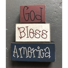 God Bless America MINI wood stacking blocks