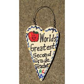 Teacher Gifts 3010 - Worlds Greatest 2nd Grade Teacher wood heart Teacher Gifts 3010 - Worlds Greatest 2nd Grade Teacher wood heart