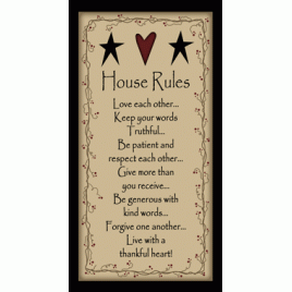 301HR - House Rules wood sign 301HR - House Rules wood sign