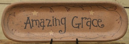 Primitive Wood Oval Plate 30860- Amazing Grace Primitive Wood Oval Plate 30860- Amazing Grace